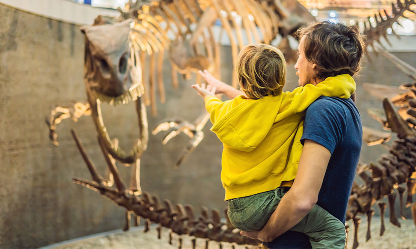 Father and son at museum