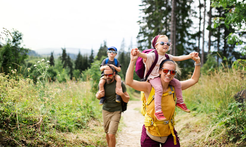 Family on nature walk