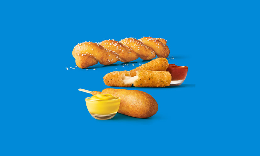Pretzel twist, mozarella sticks, and a corndog from Sonic